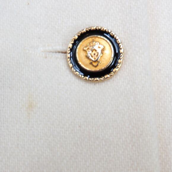 1980s Oleg Cassini Vintage Cream Blazer with Gold Buttons & Black Trim Medium 8 - Picture 5 of 8